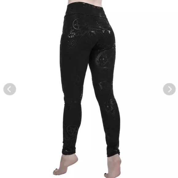 Killstar Black on Black High-Waisted Leggings - Picture 2 of 7